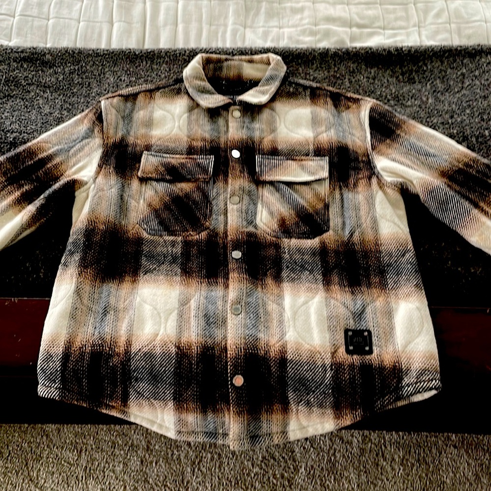 Only The Blind Taupe Quilted Flannel Shirt